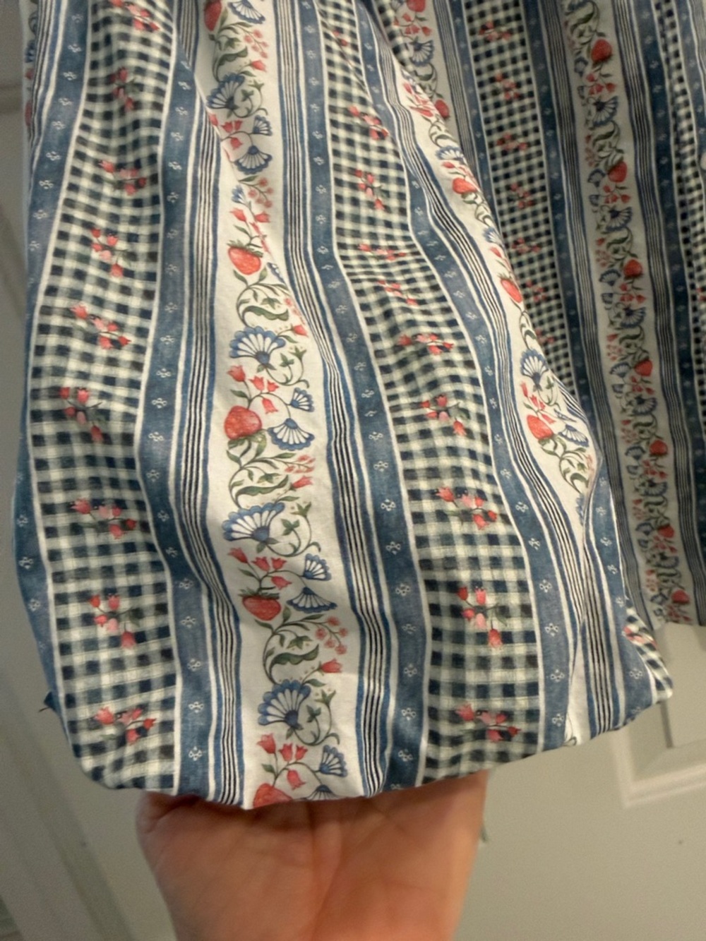 Damson Madder Blue Floral Stripe Ruffle Collar Button-Up Top - Picture 5 of 5
